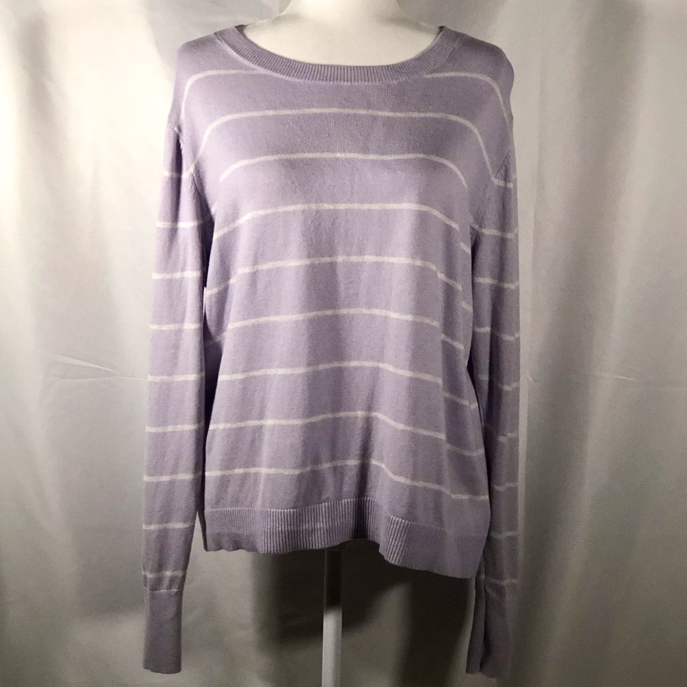 Lavender and White Striped Sweater